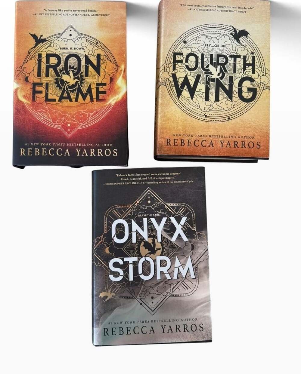 Rebecca Yarros Fourth Wing Iron Flame Onyx Storm Hardcover Books Set